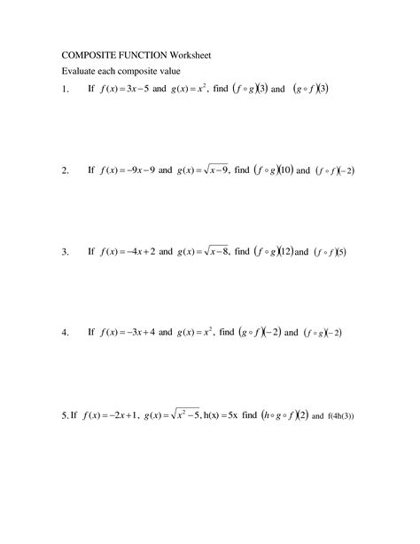 composite function worksheet answers 1-10